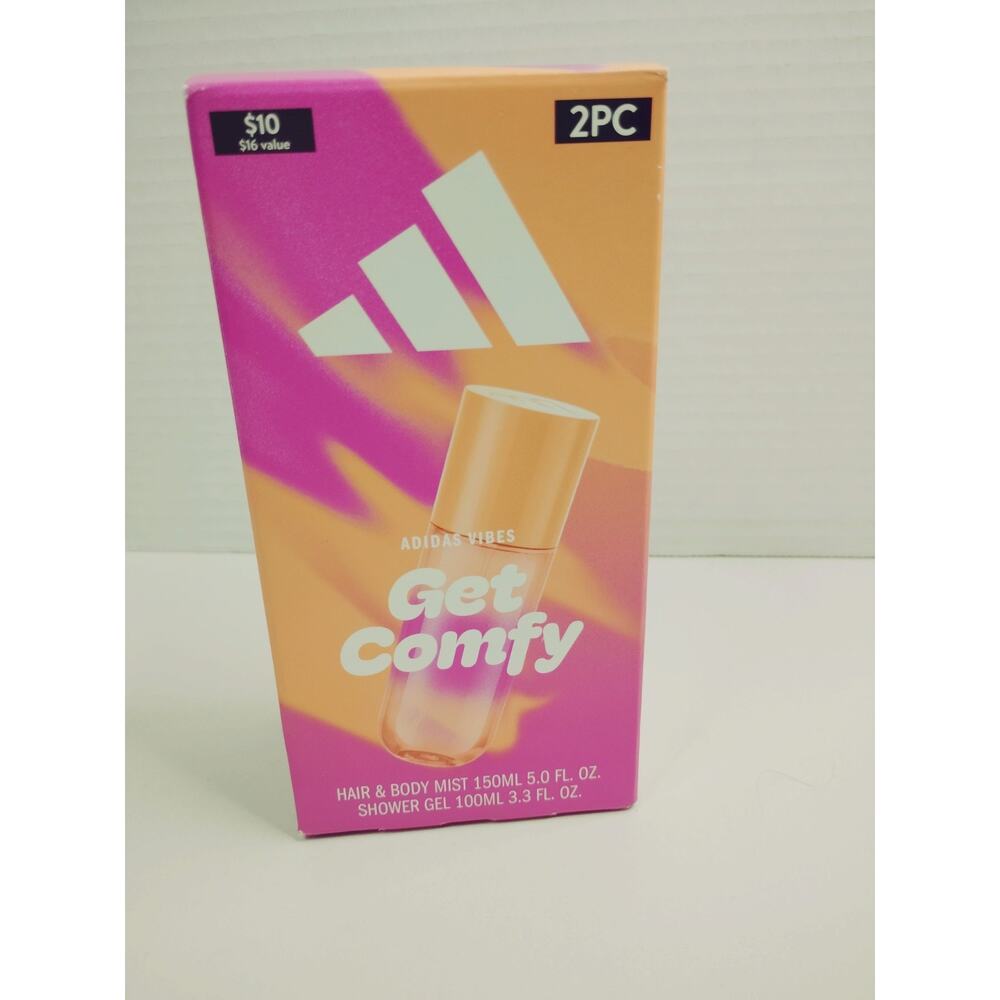 adidas Vibes Get Comfy Hair & Body Mist 150ml Shower Gel 100ml Vanilla Mandarin